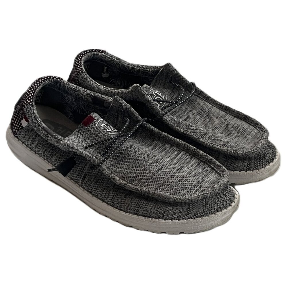 HEY DUDE Wally Sok Stitch Gray Black Slip On Shoes Mens 11